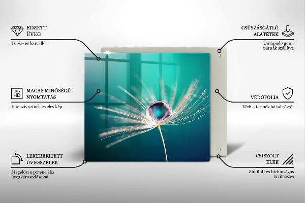 Glass worktop saver Dew on a dandelion