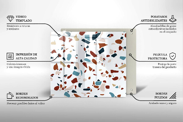 Glass worktop saver Decorative stone