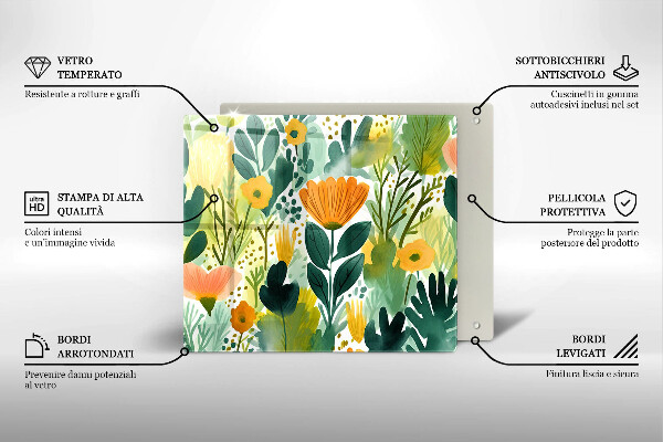 Glass worktop saver Painted flowers