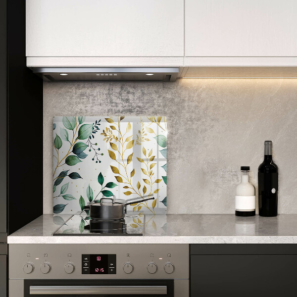Glass worktop saver Green and golden leaves
