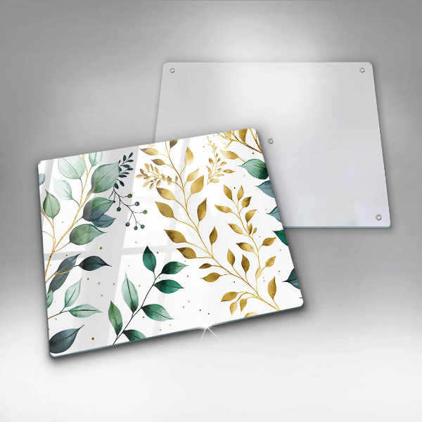 Glass worktop saver Green and golden leaves