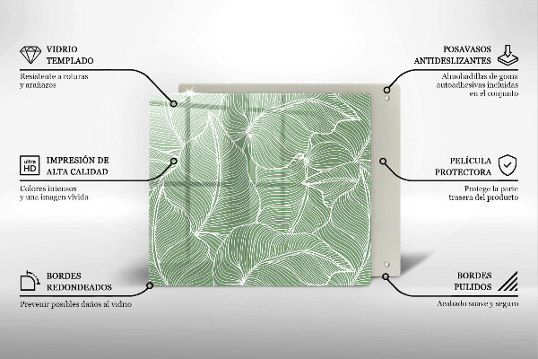 Glass worktop saver Linear leaves