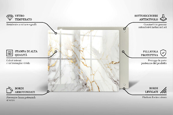 Glass worktop saver Light marble with gold