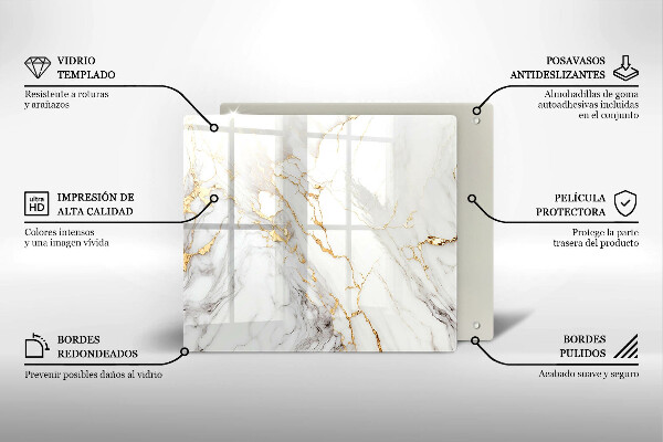 Glass worktop saver Light marble with gold