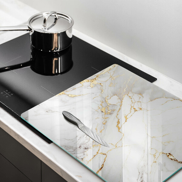 Glass worktop saver Light marble with gold