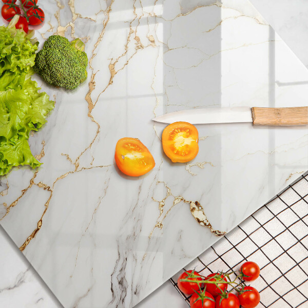 Glass worktop saver Light marble with gold