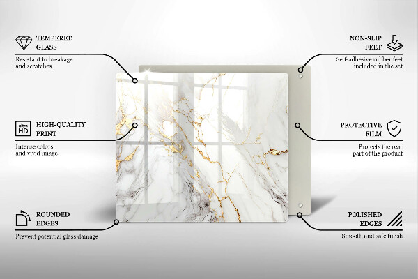Glass worktop saver Light marble with gold