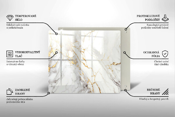 Glass worktop saver Light marble with gold