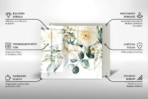 Glass worktop saver Watercolor flowers