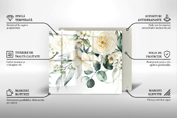 Glass worktop saver Watercolor flowers