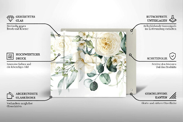 Glass worktop saver Watercolor flowers