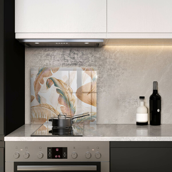 Glass worktop saver Boho feathers and leaves