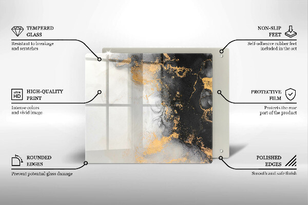 Glass worktop saver Abstraction with gold
