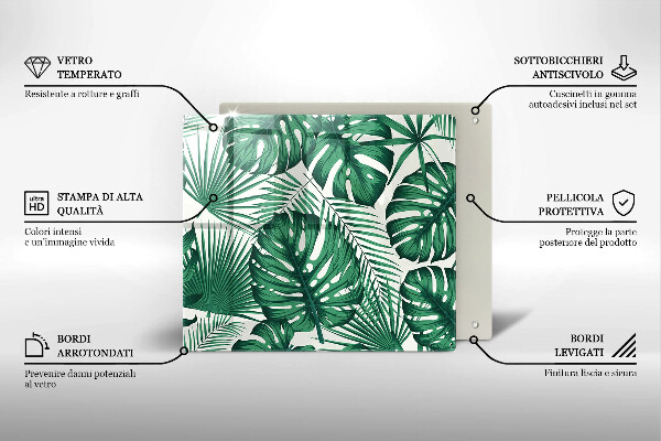Induction hob protector Monstera leaves