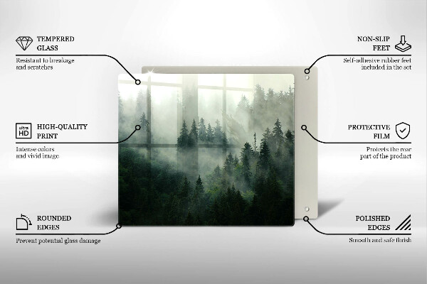 Induction hob protector Landscape of a hazy forest