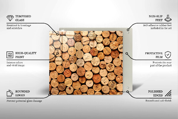 Induction hob protector Wine corks pattern