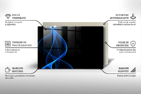 Induction hob protector Blue smoke lines