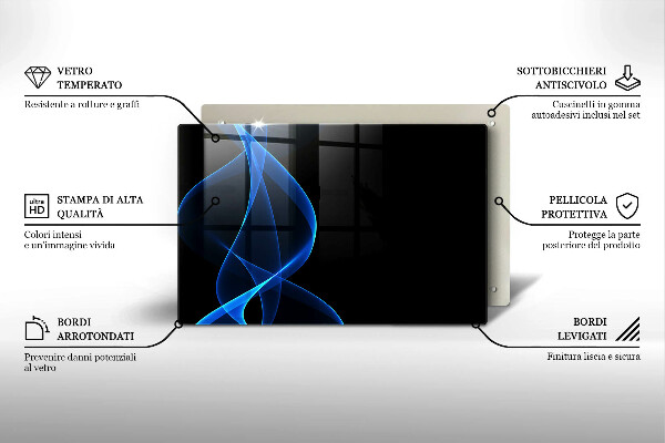 Induction hob protector Blue smoke lines
