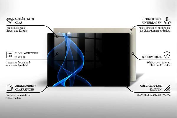 Induction hob protector Blue smoke lines