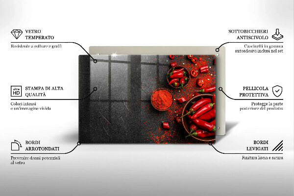 Induction hob protector Red chili peppers