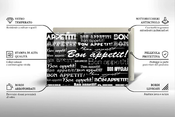 Induction hob cover Kitchen text Bon Appetit