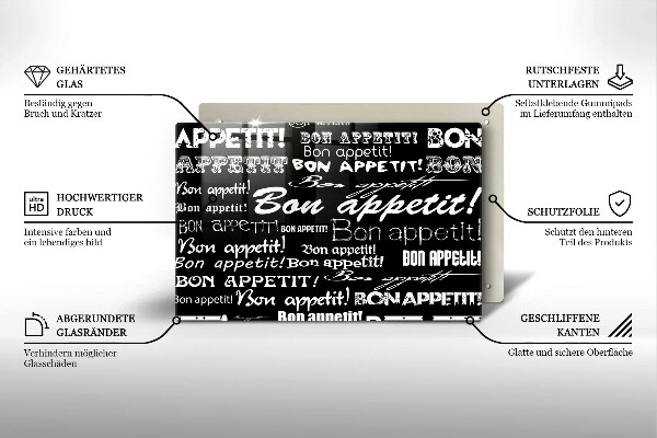 Induction hob cover Kitchen text Bon Appetit