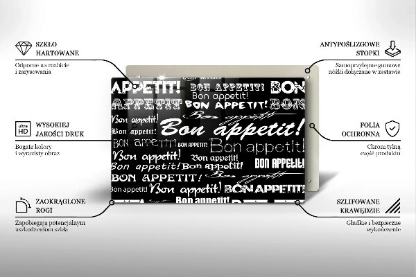 Induction hob cover Kitchen text Bon Appetit