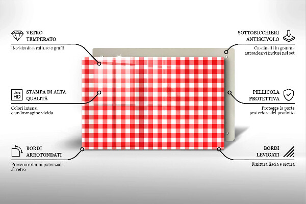 Work surface savers Red white grille