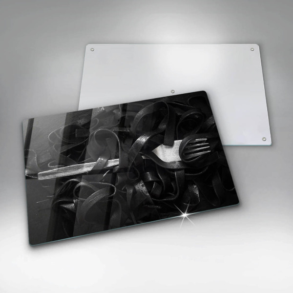 Work surface savers Black tagliatelle pasta