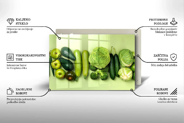 Work surface savers Green fruits and vegetables