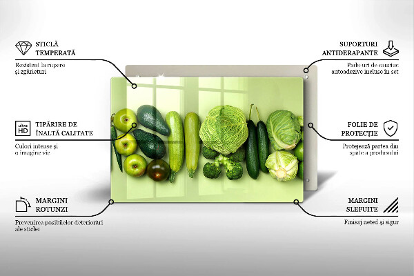 Work surface savers Green fruits and vegetables