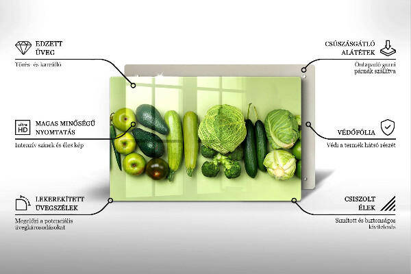 Work surface savers Green fruits and vegetables
