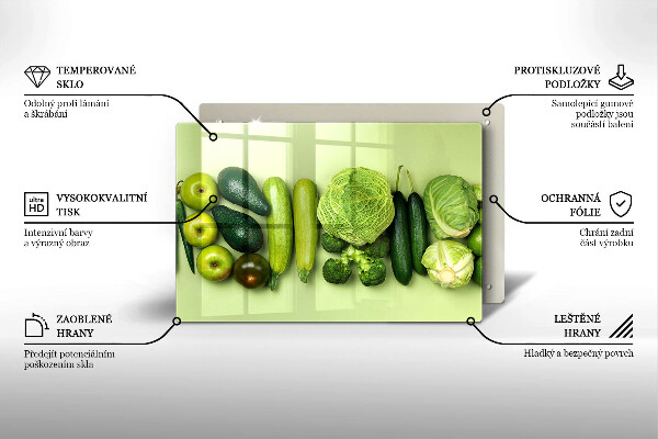 Work surface savers Green fruits and vegetables