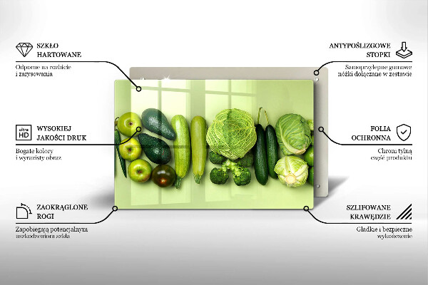 Work surface savers Green fruits and vegetables