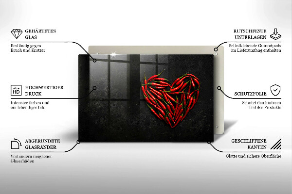 Worktop saver Chili peppers heart