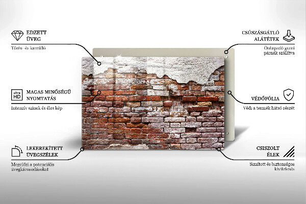 Induction hob cover Old wall of brick and concrete