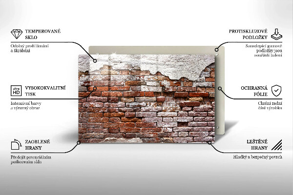 Induction hob cover Old wall of brick and concrete