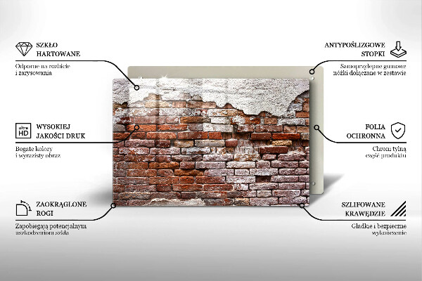 Induction hob cover Old wall of brick and concrete