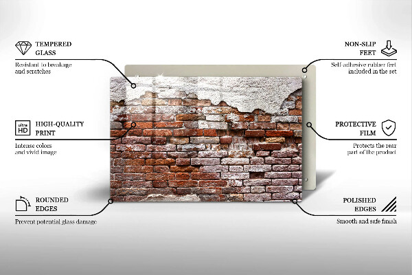 Induction hob cover Old wall of brick and concrete