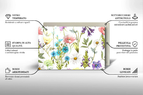 Induction hob protector Flowers illustration