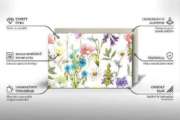 Induction hob protector Flowers illustration