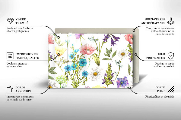 Induction hob protector Flowers illustration