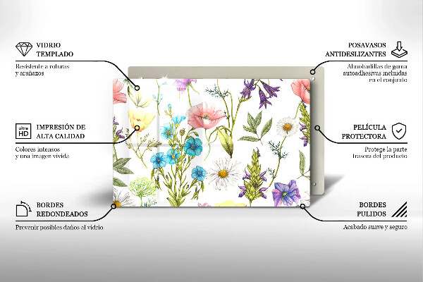 Induction hob protector Flowers illustration