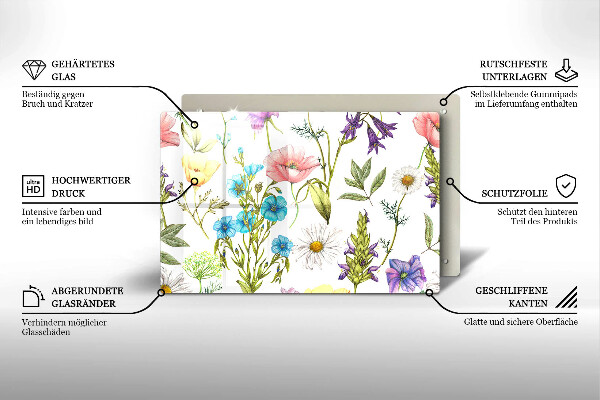 Induction hob protector Flowers illustration