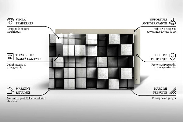 Induction hob cover 3D square abstraction