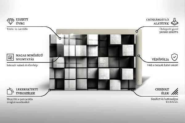 Induction hob cover 3D square abstraction