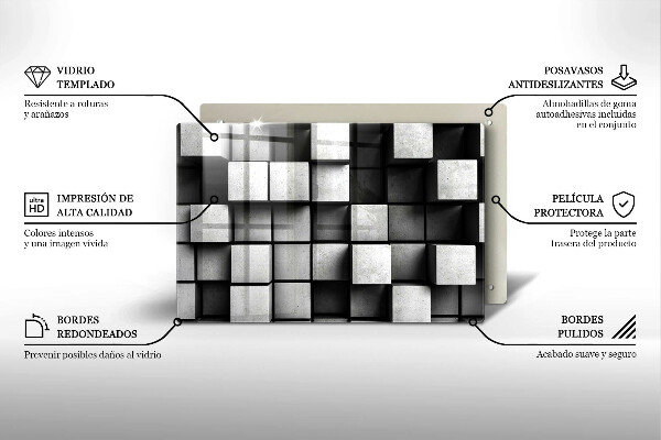 Induction hob cover 3D square abstraction