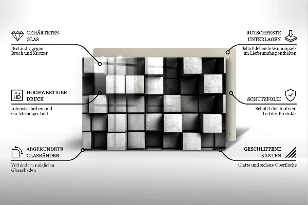 Induction hob cover 3D square abstraction