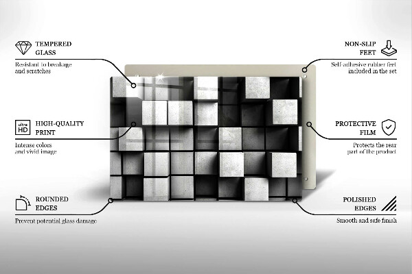 Induction hob cover 3D square abstraction