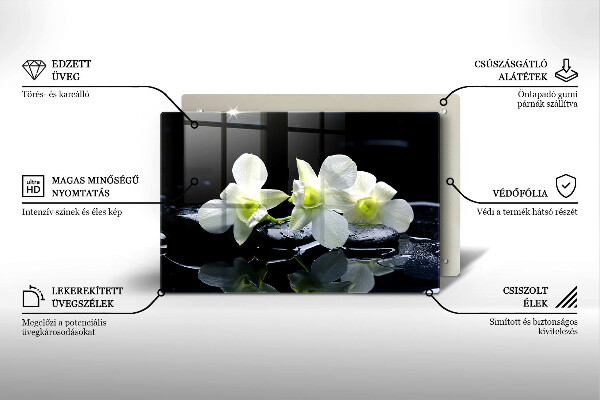 Worktop saver Zen white flowers in water